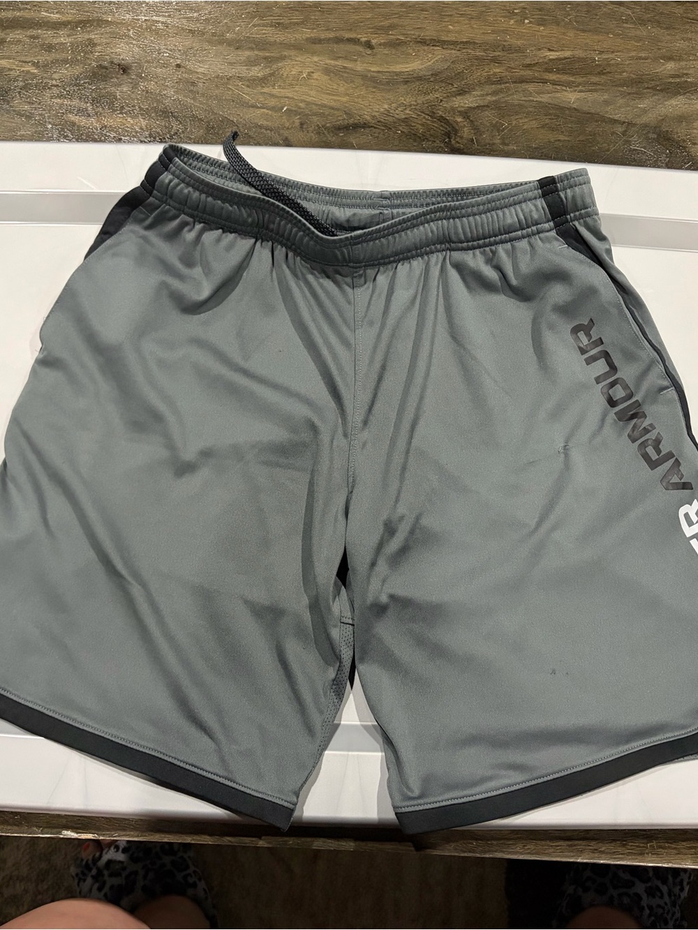 Under Armour Gray Boys' Athletic Shorts with Black Trim